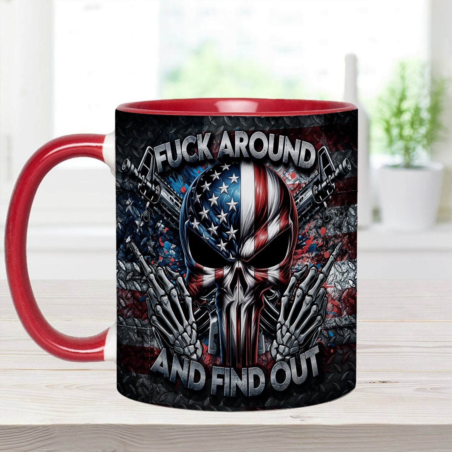 Bold Patriotic Skull Accent Mug