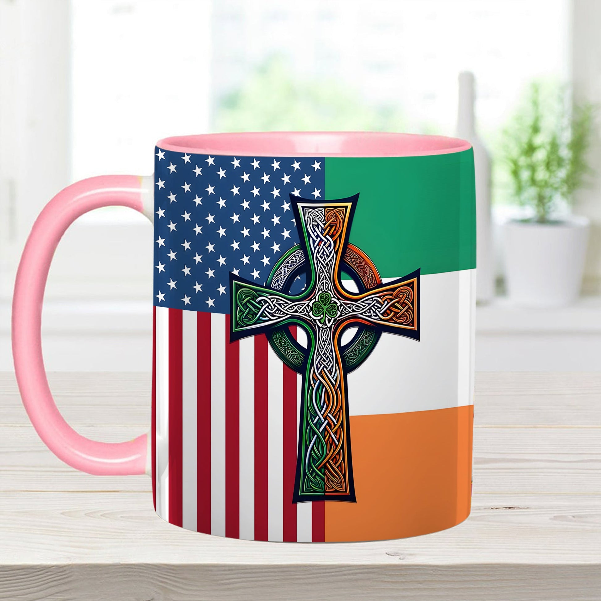 Irish-American Celtic Cross Accent Mug