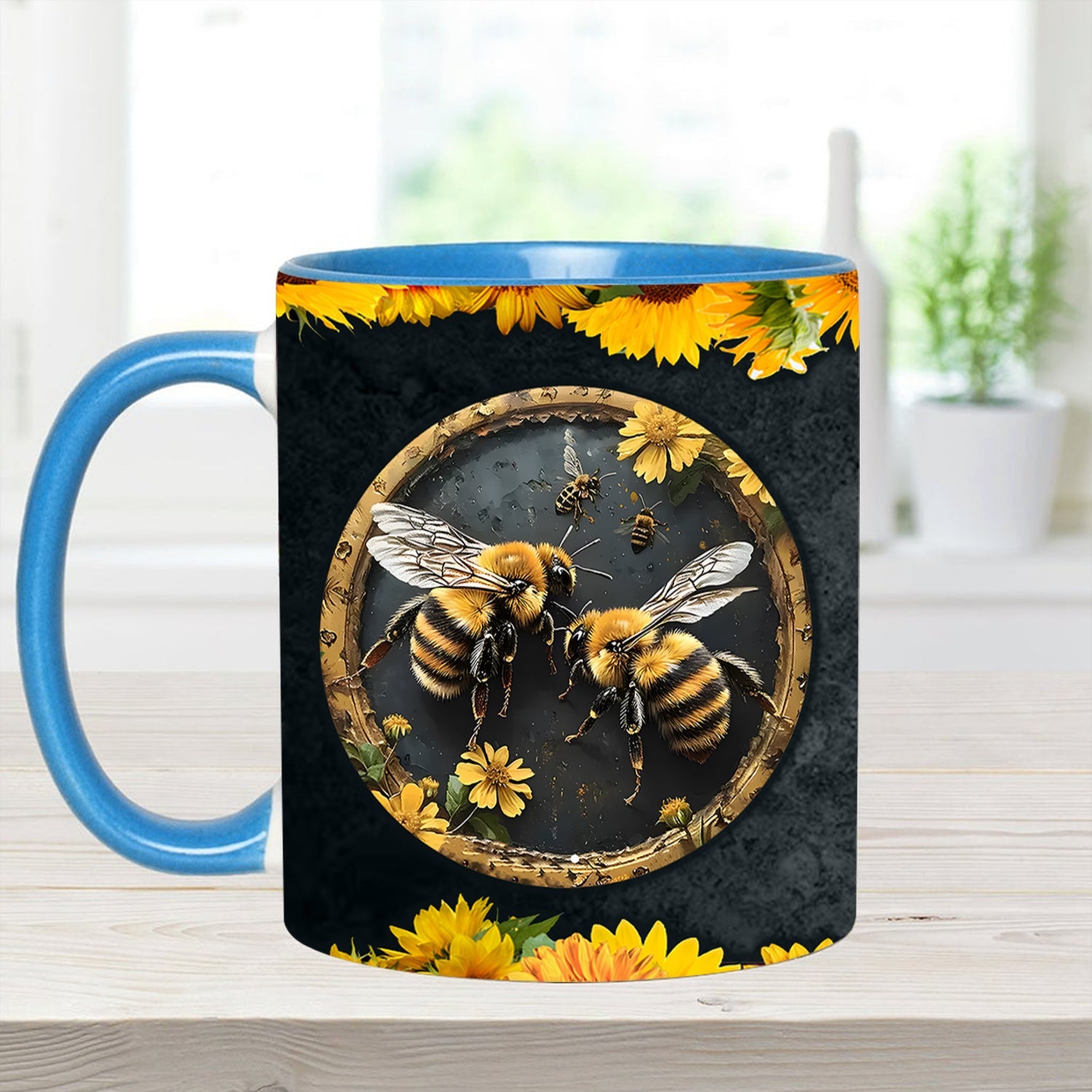 Bee Kind Sunflower Accent Mug