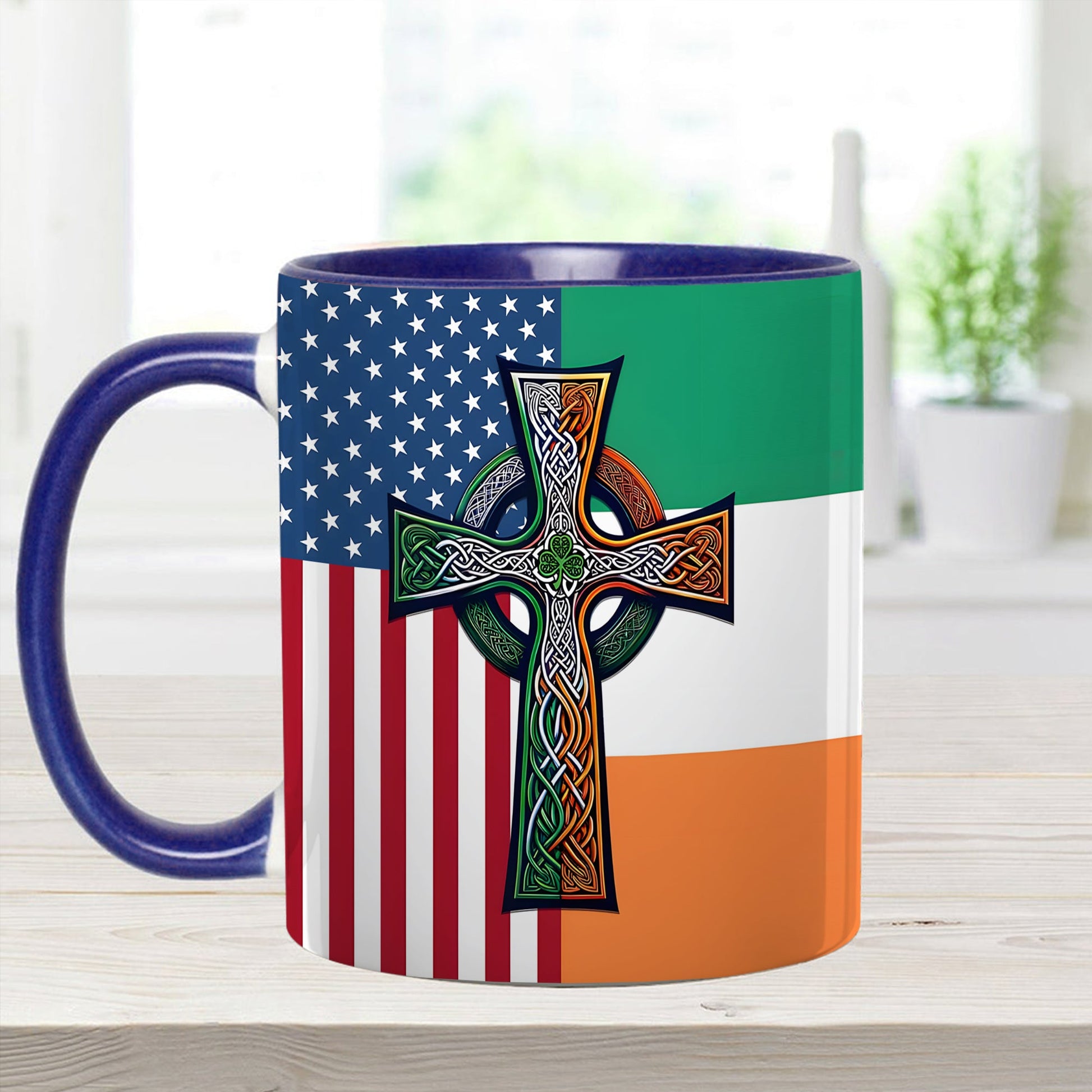 Irish-American Celtic Cross Accent Mug
