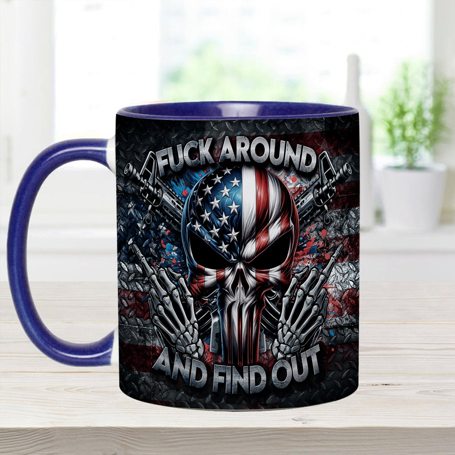 Bold Patriotic Skull Accent Mug