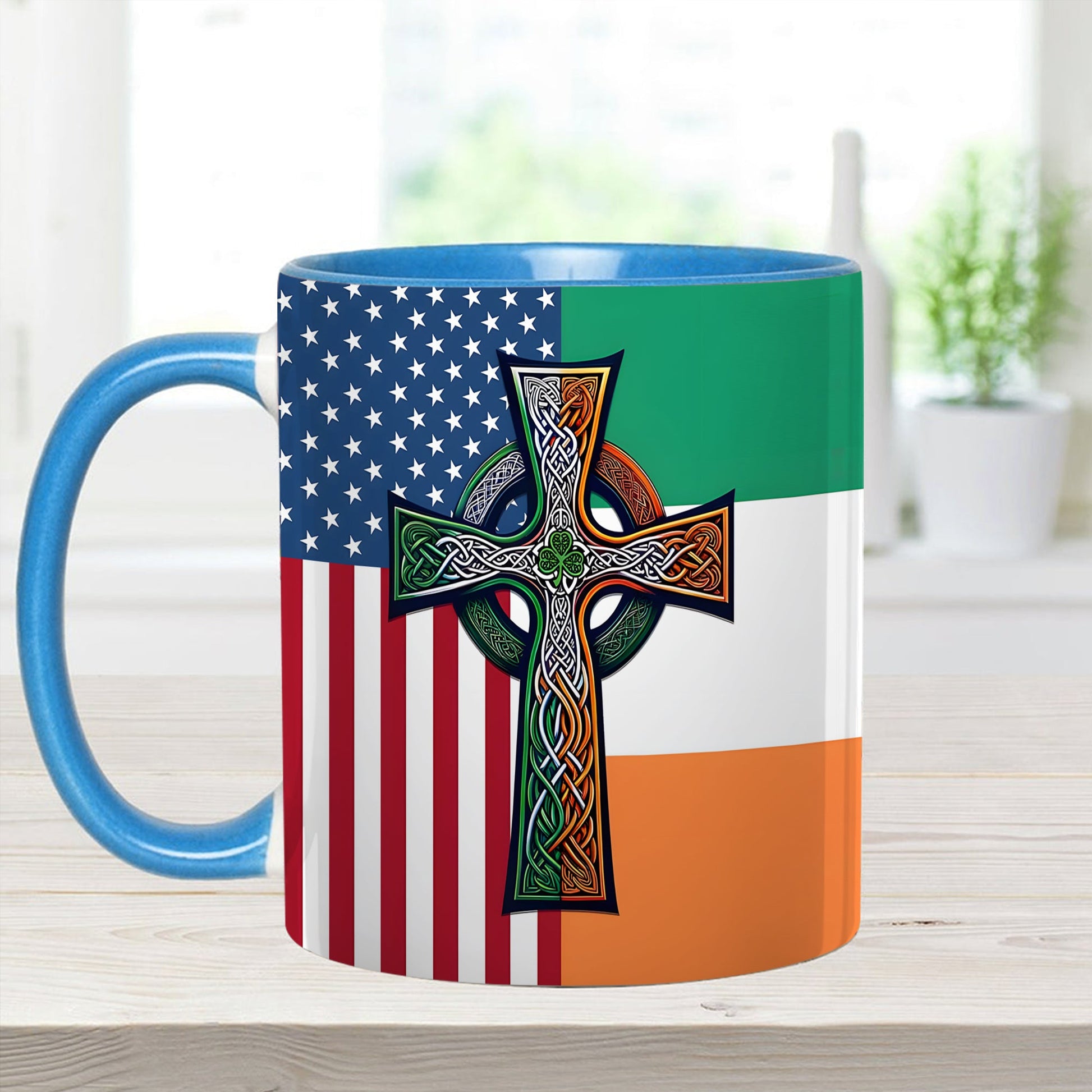 Irish-American Celtic Cross Accent Mug