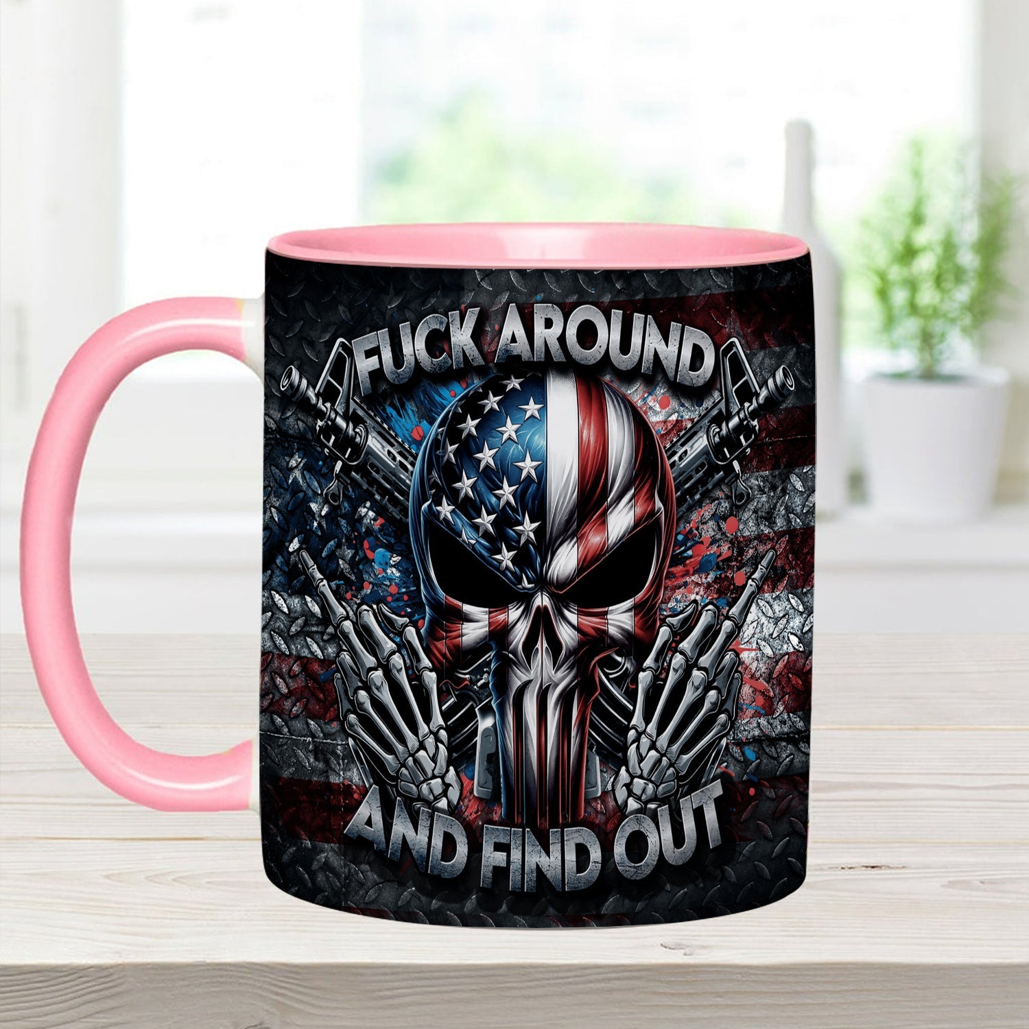 Bold Patriotic Skull Accent Mug