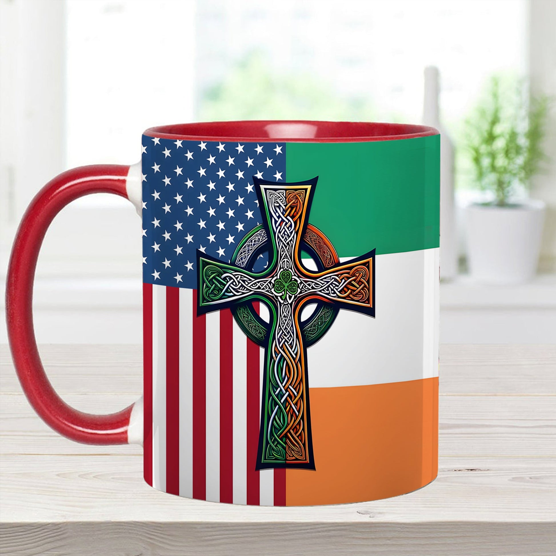 Irish-American Celtic Cross Accent Mug