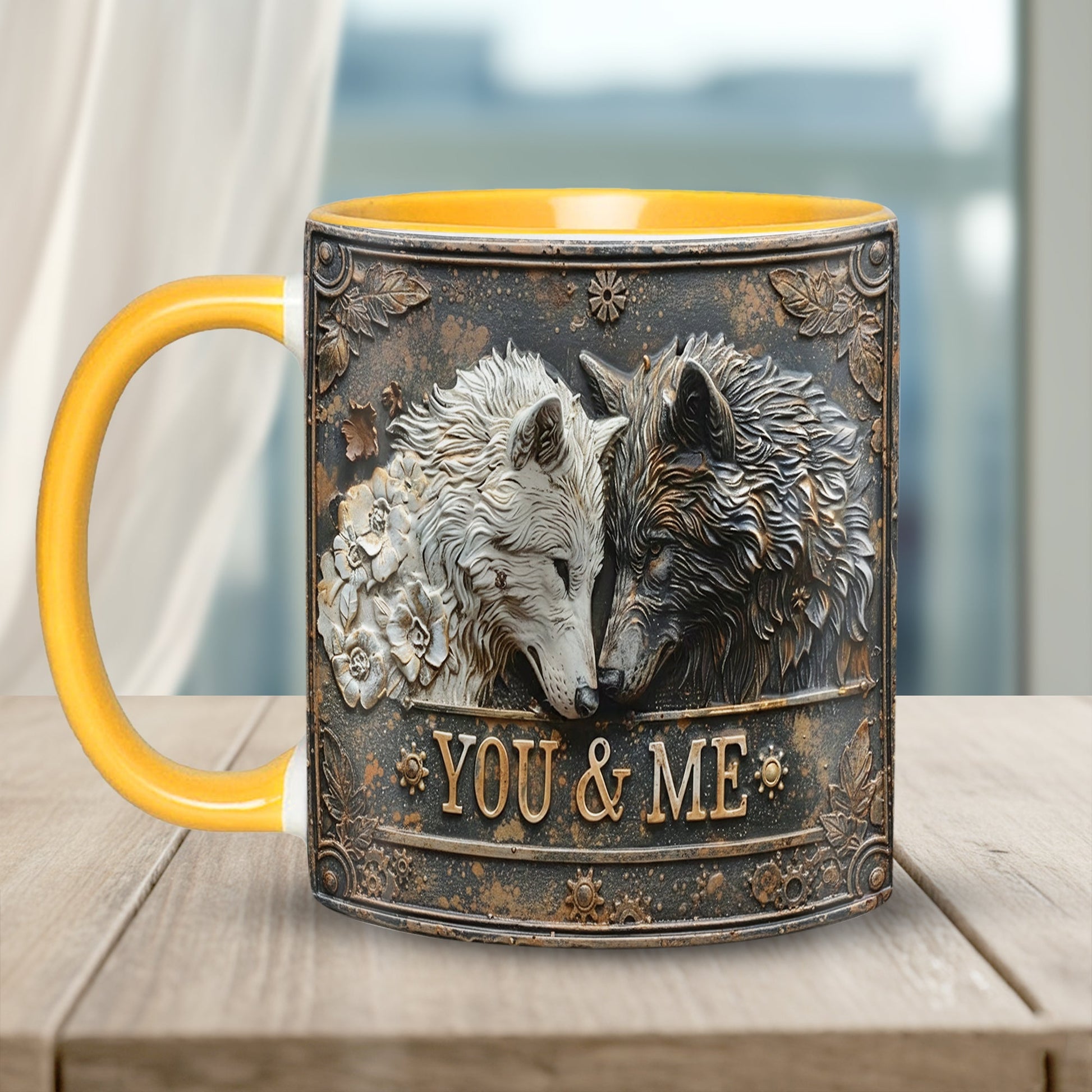You and me wolf - Personalized Accent Mug
