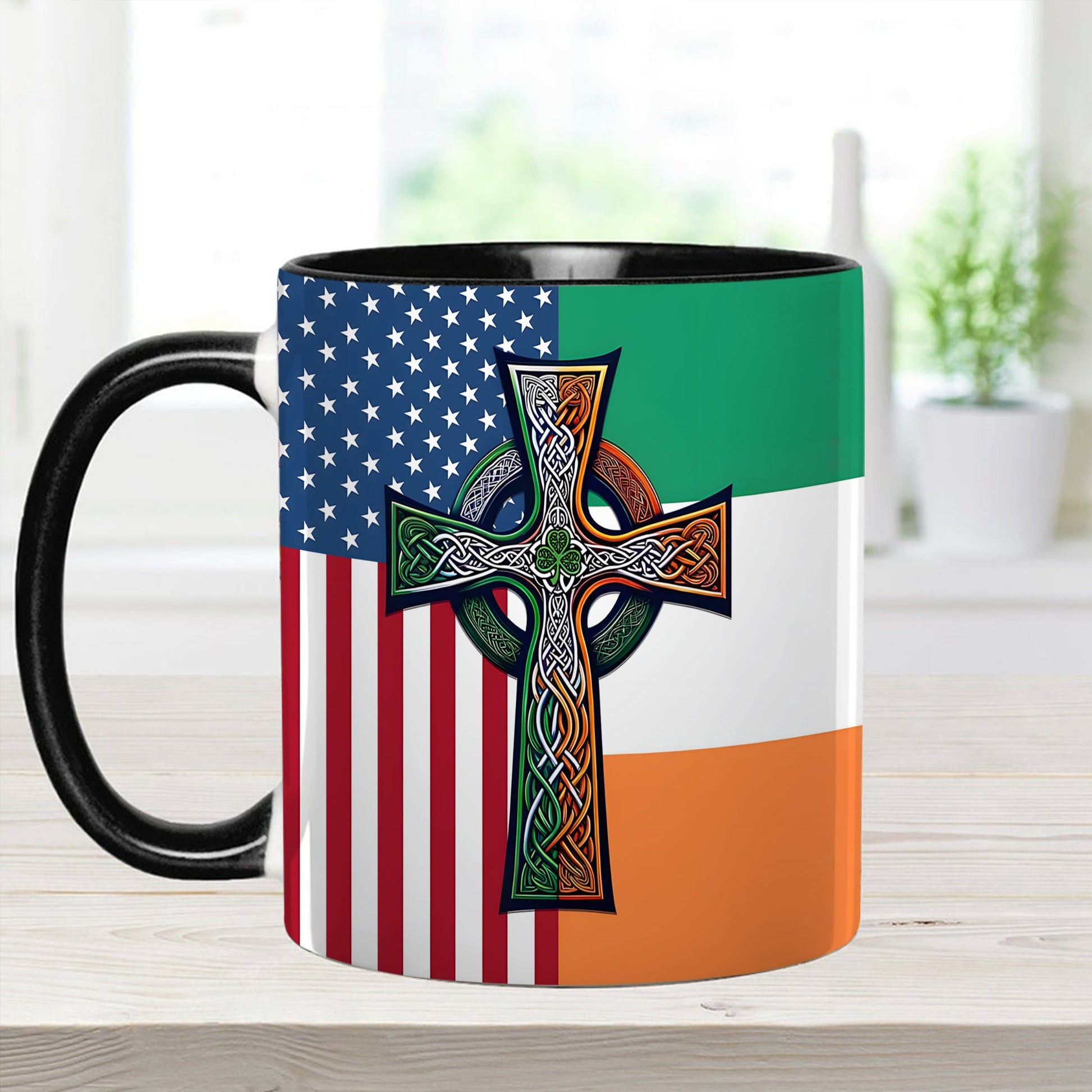 Irish-American Celtic Cross Accent Mug