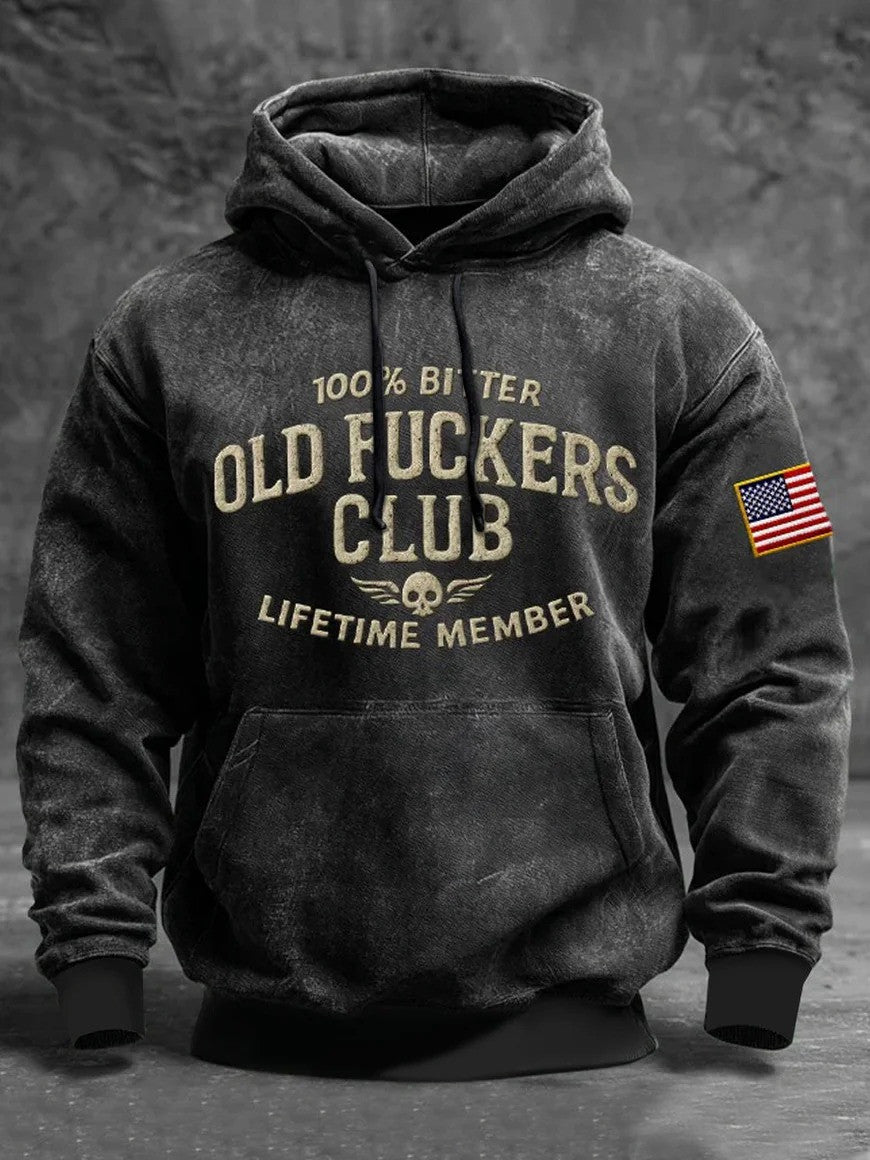 100 Percent Bitter Old Fuckers Club Lifetime Member Hoodie USA Flag Distressed Vintage Gift For Him - Lilybirchmarket