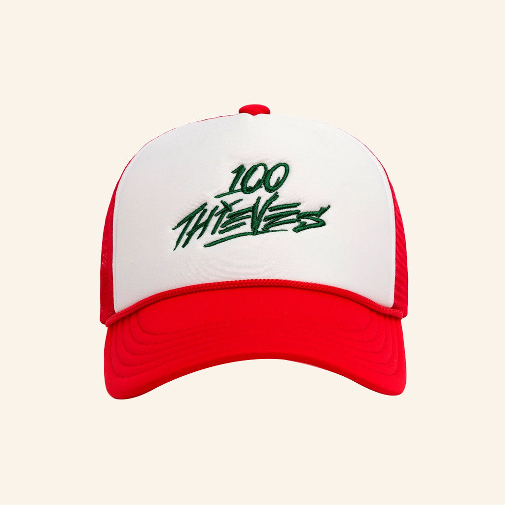 100 Thieves Merch Embroidered Trainer Trucker Hat Christmas Presents For Boyfriend - Lilybirchmarket