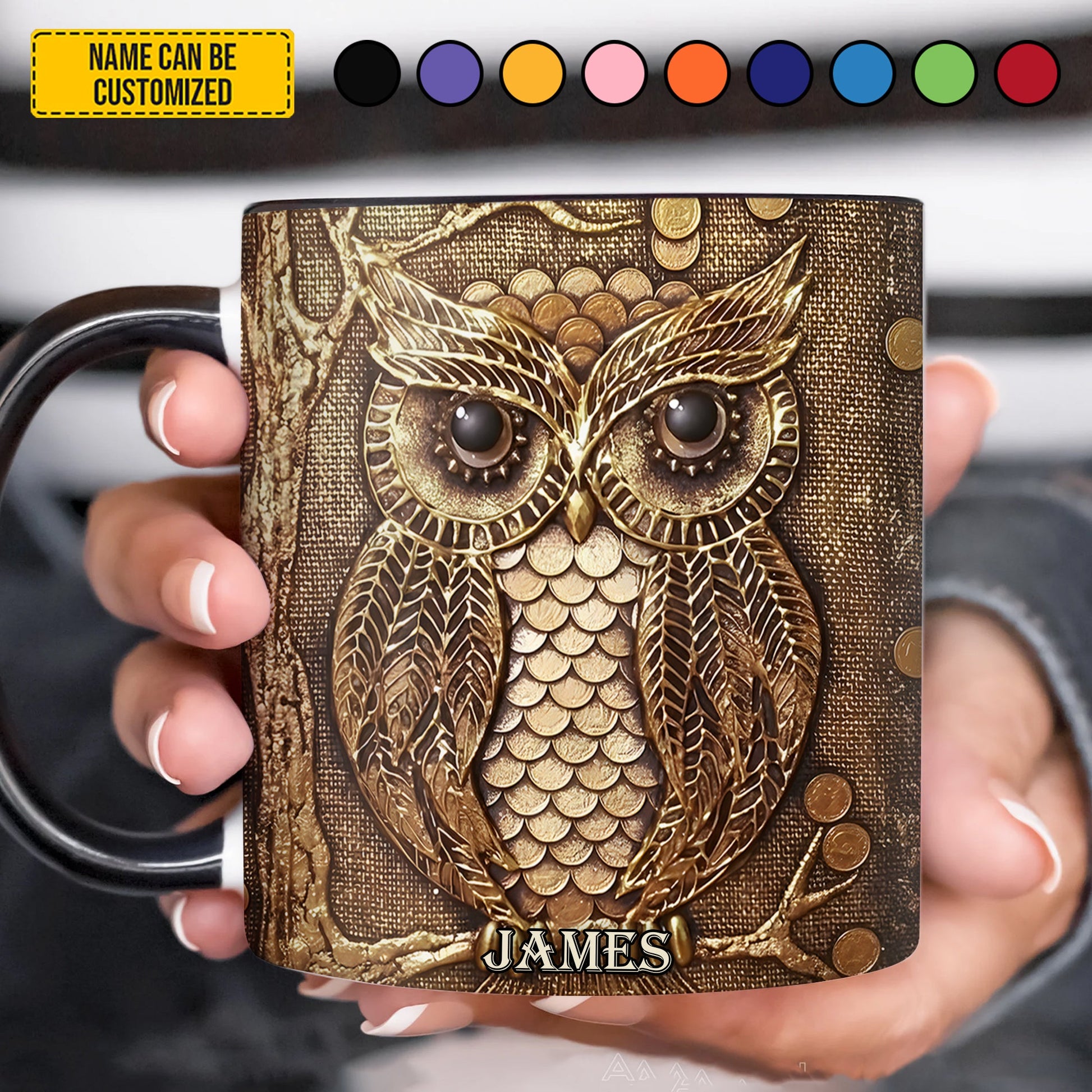Vintage Owl - Personalized Owl Accent Mug
