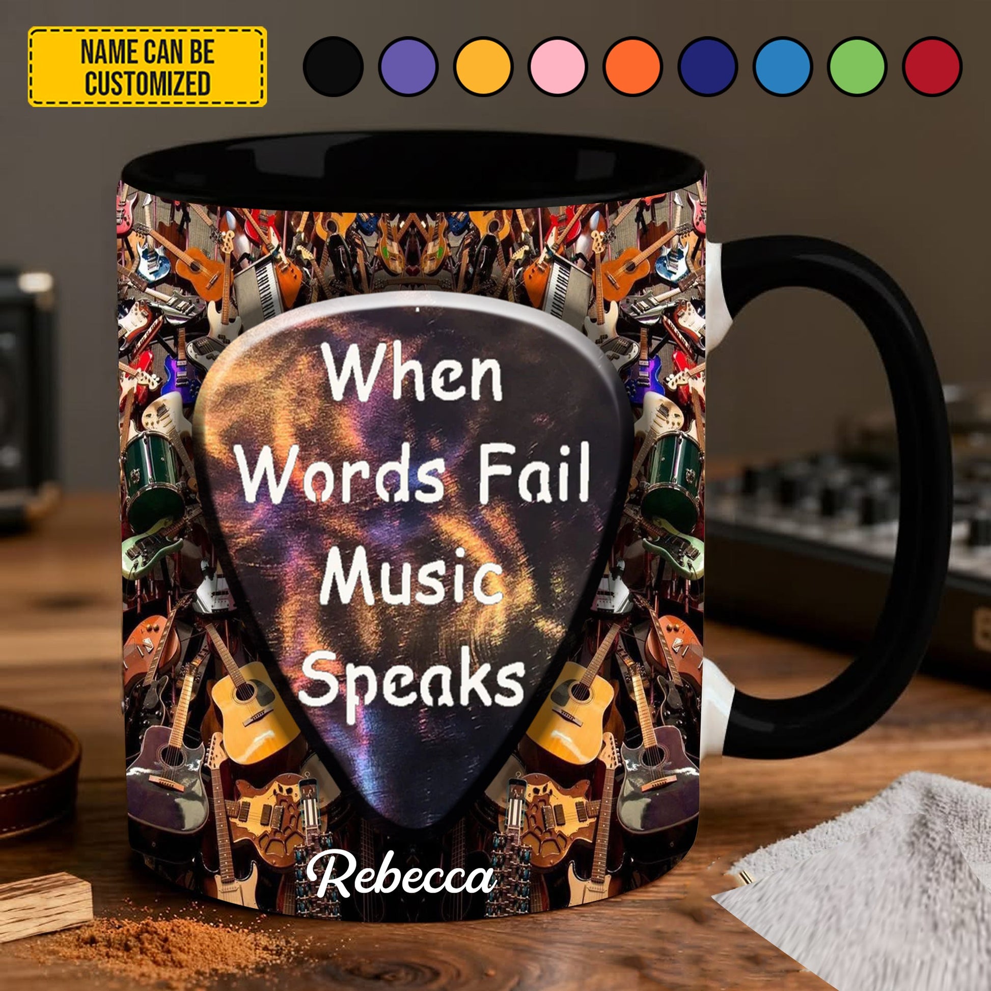 Music Speaks - Personalized Guitar Accent Mug
