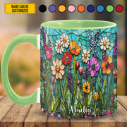 Beautiful Stained Glass Wildflower - Personalized Accent Mug