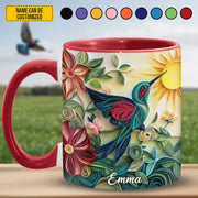 Hummingbird & Flowers - Personalized Hummingbird Accent Mug
