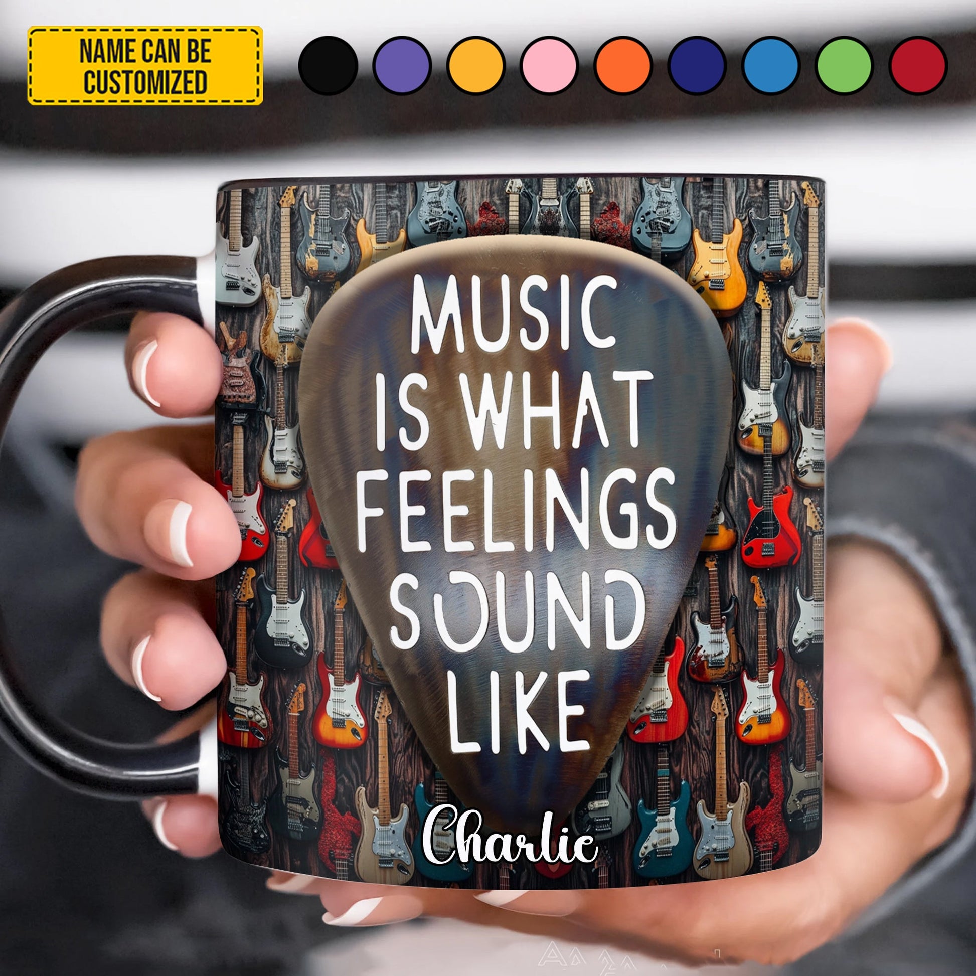 Personalized Guitar Lover Accent Mug
