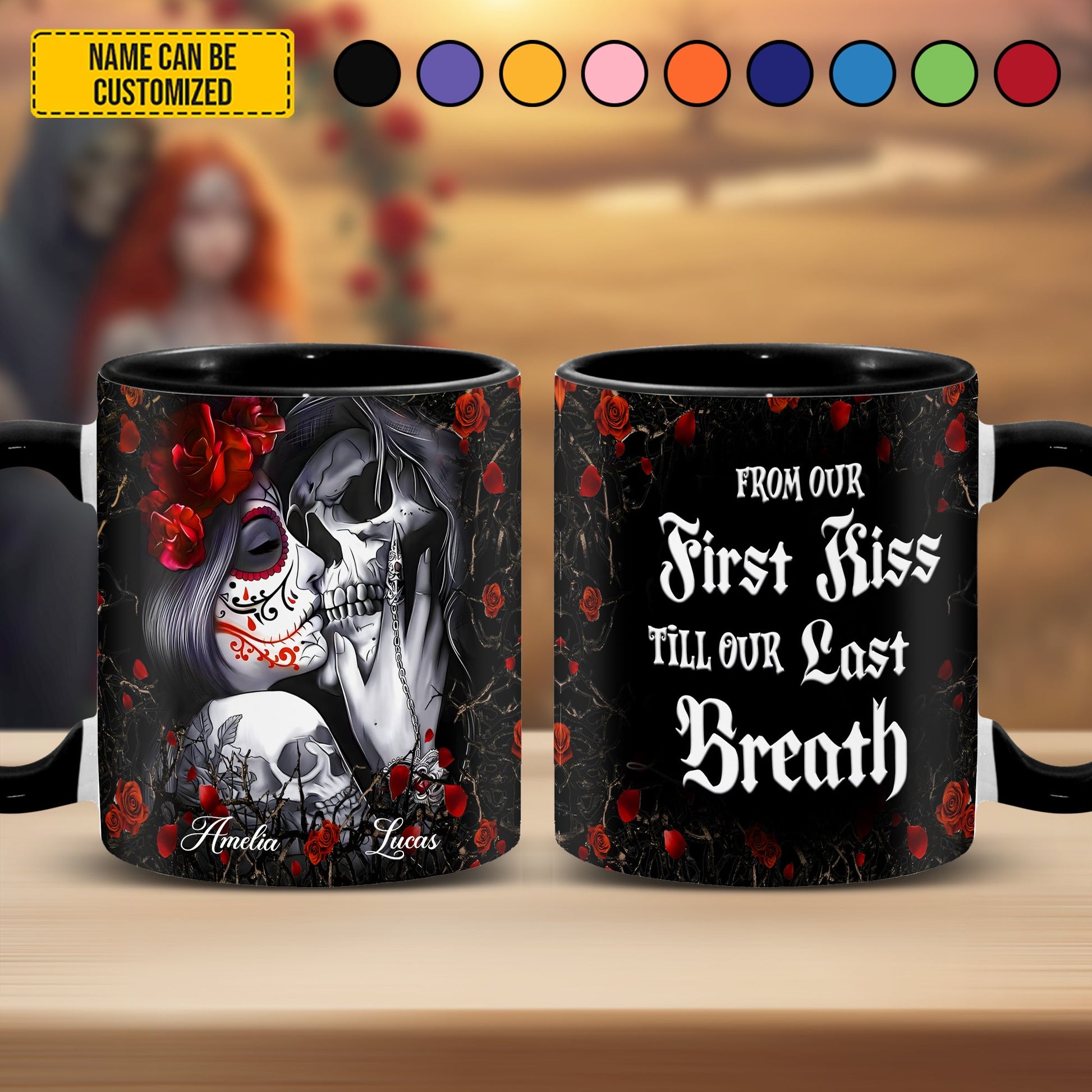 From Our First Kiss - Personalized Tatoo Couple Accent Mug