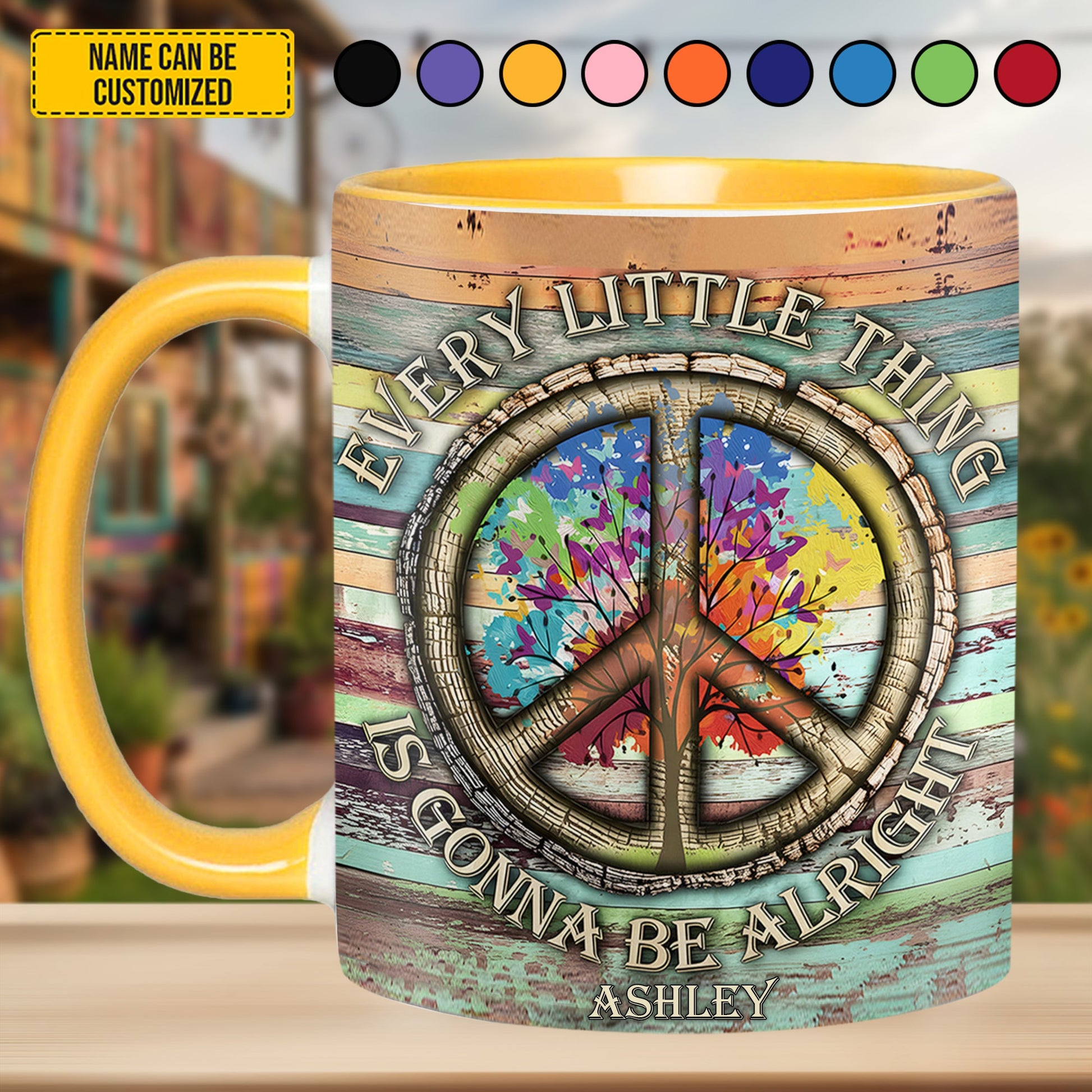 Every Little Thing Is Gonna Be Alright - Personalized Hippie Accent Mug