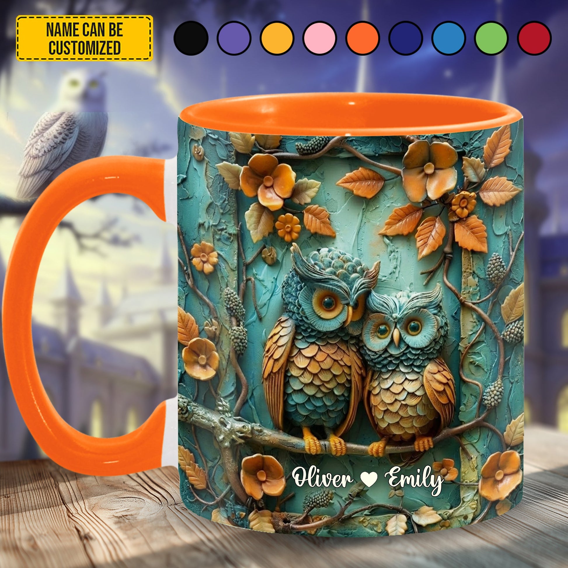 Cute Couple Owl - Personalized Owl Accent Mug