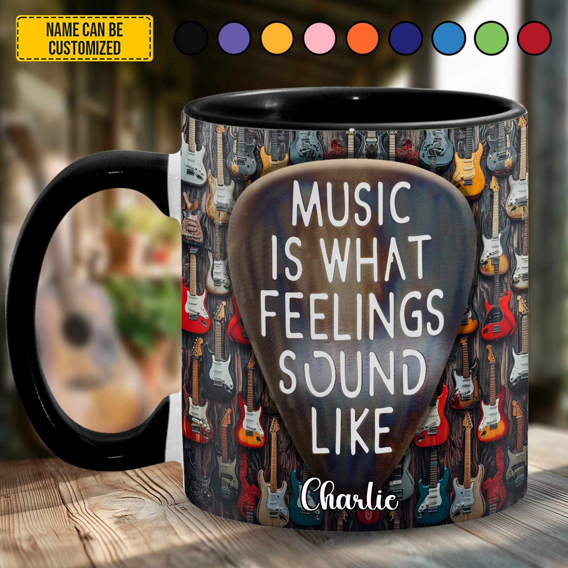 Personalized Guitar Lover Accent Mug