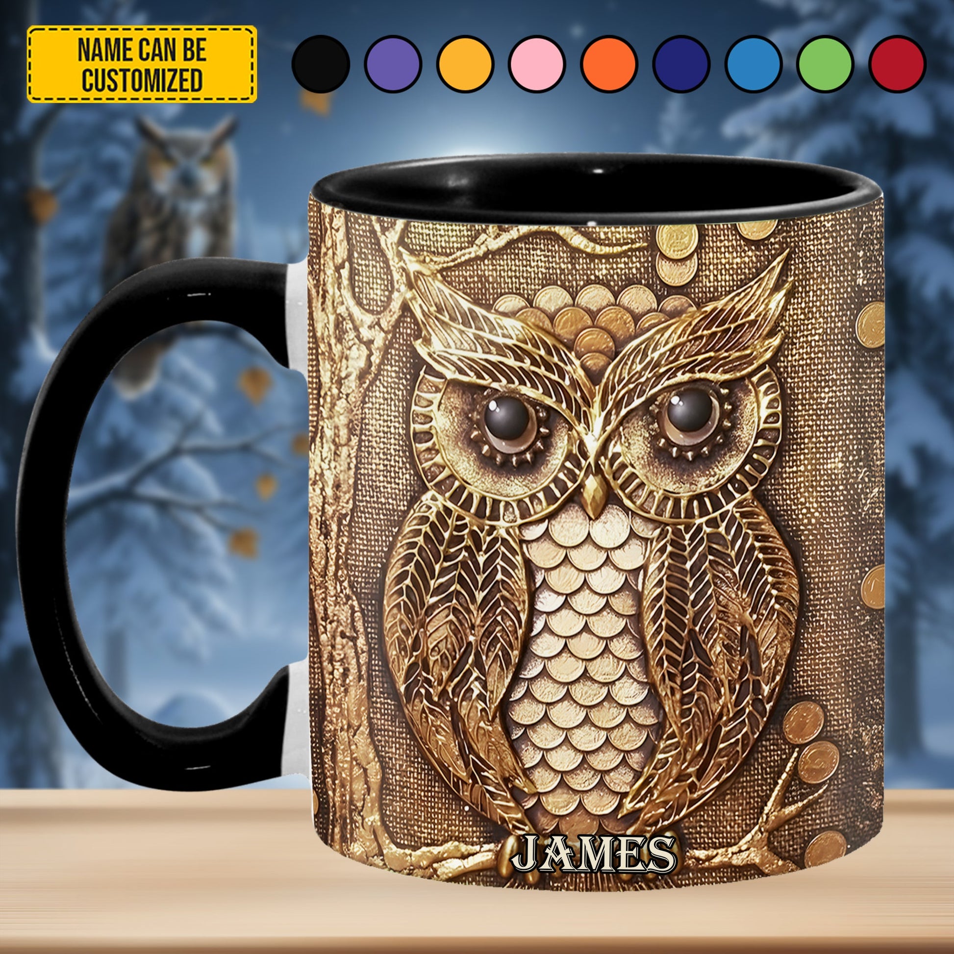 Vintage Owl - Personalized Owl Accent Mug