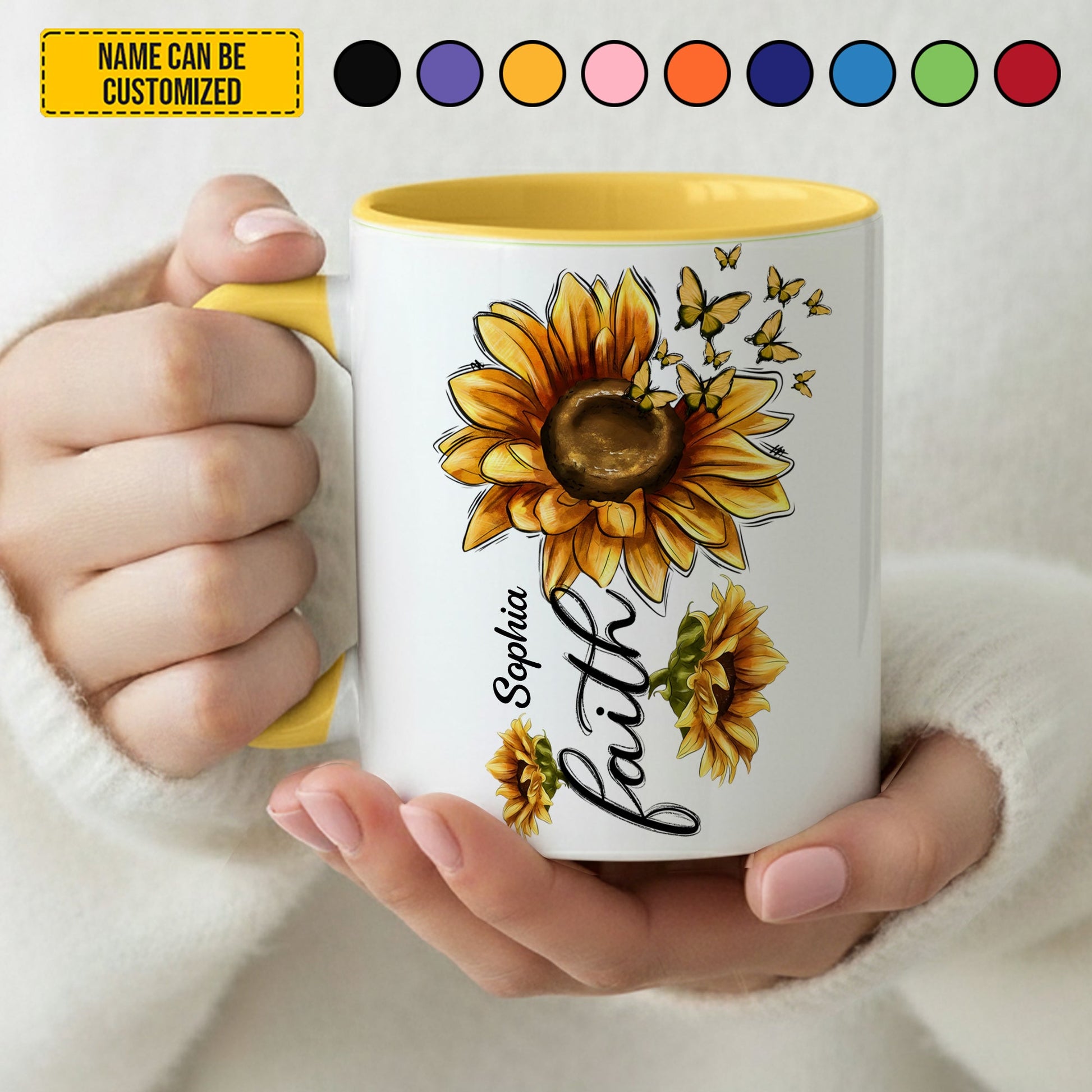 Faith Sunflower - Personalized Sunflower Accent Mug
