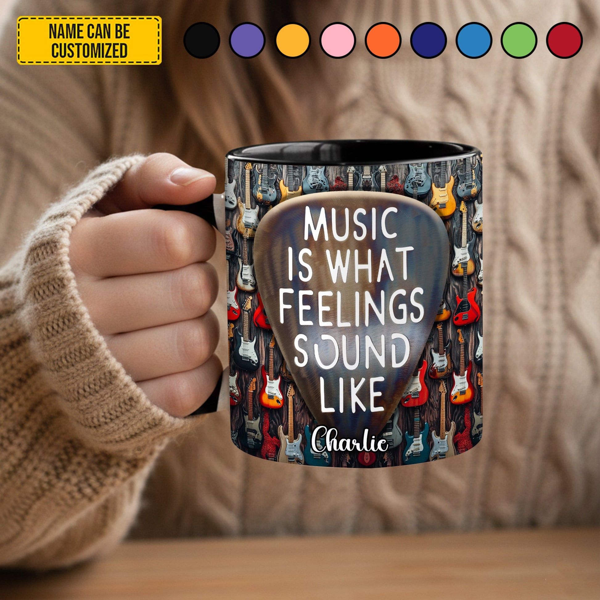 Personalized Guitar Lover Accent Mug