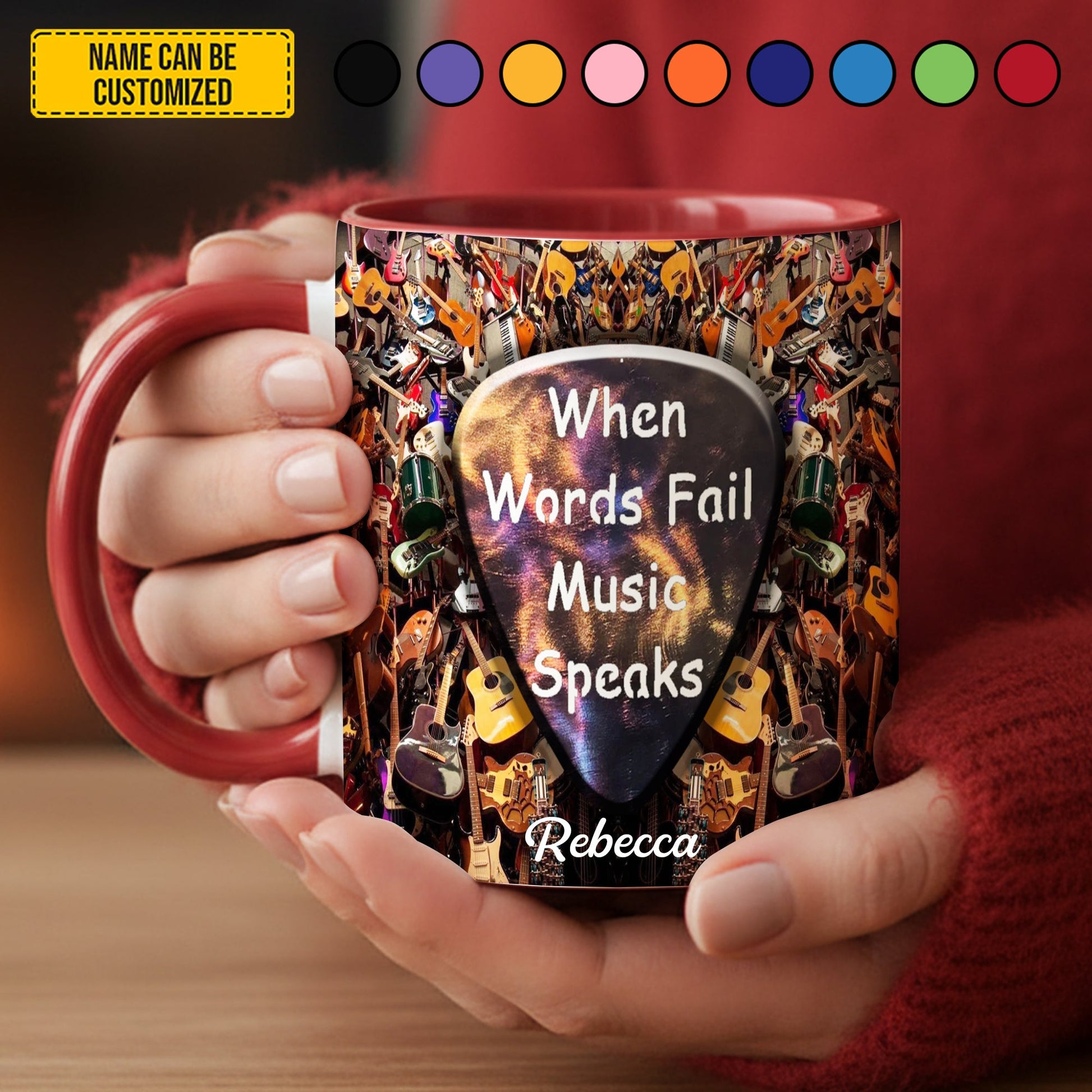 Music Speaks - Personalized Guitar Accent Mug