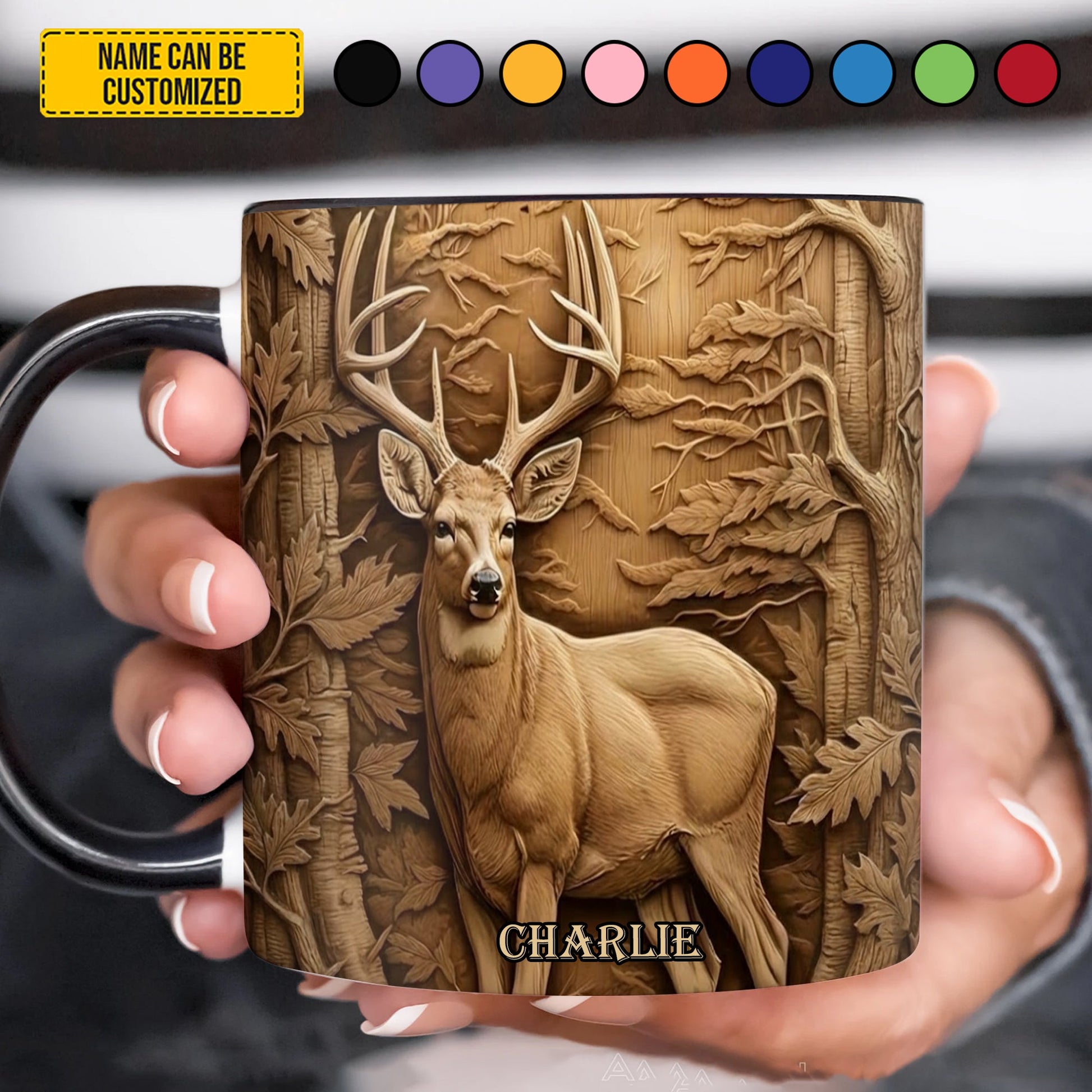 Deer Hunting In Forest - Personalized Hunting Accent Mug