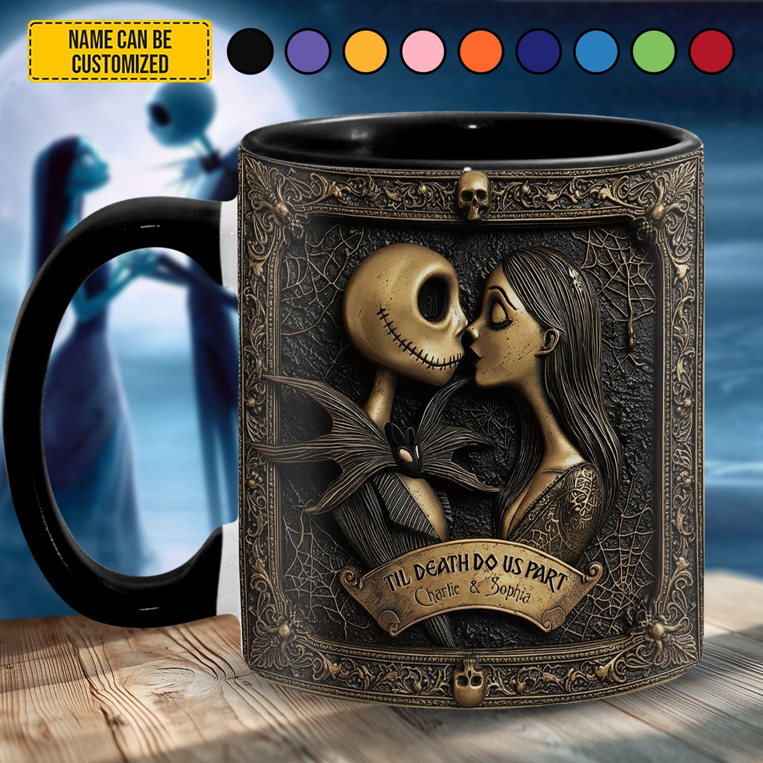 Personalized Gothic Couple Accent Mug