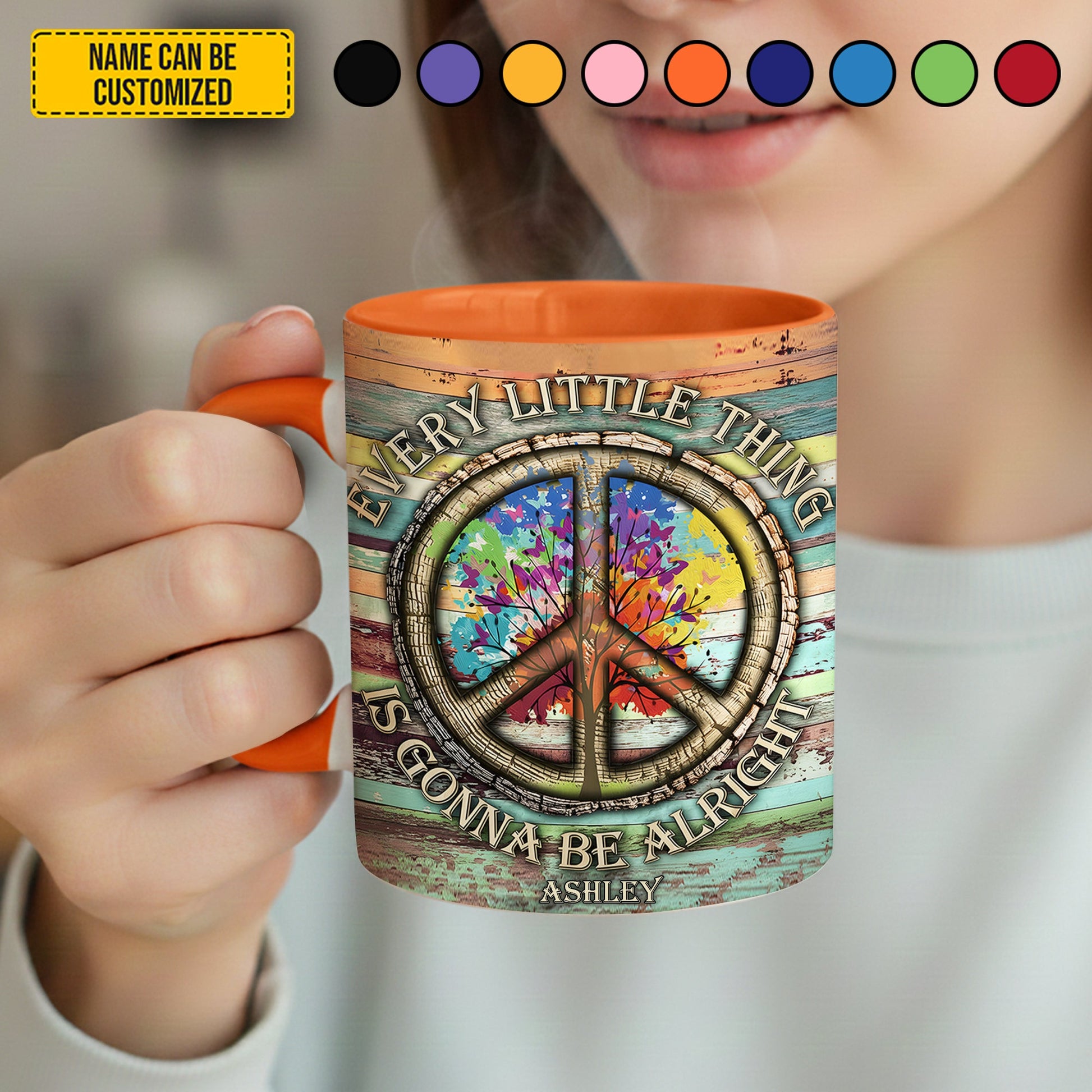 Every Little Thing Is Gonna Be Alright - Personalized Hippie Accent Mug