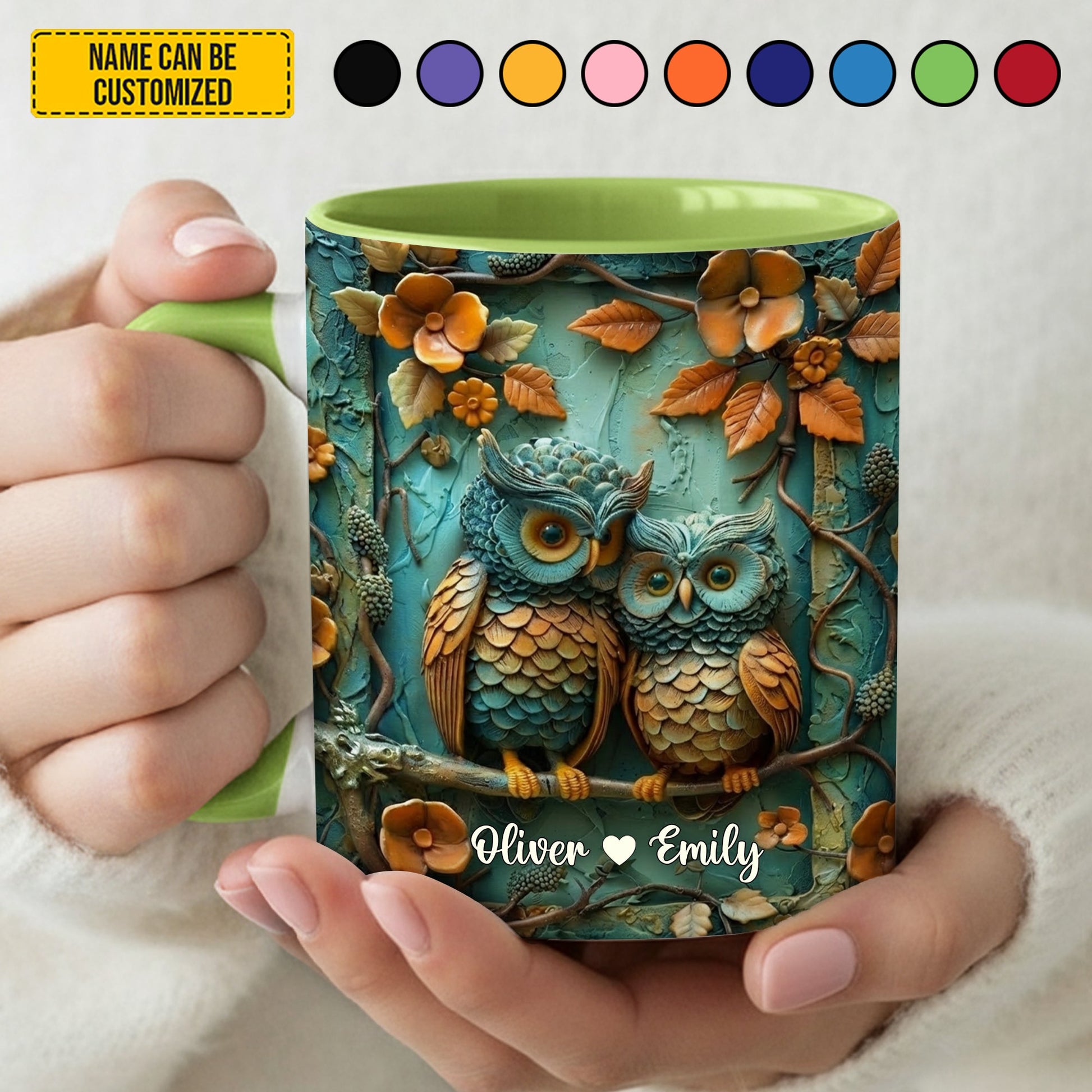 Cute Couple Owl - Personalized Owl Accent Mug