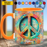 Personalized Hippie Symbol Accent Mug