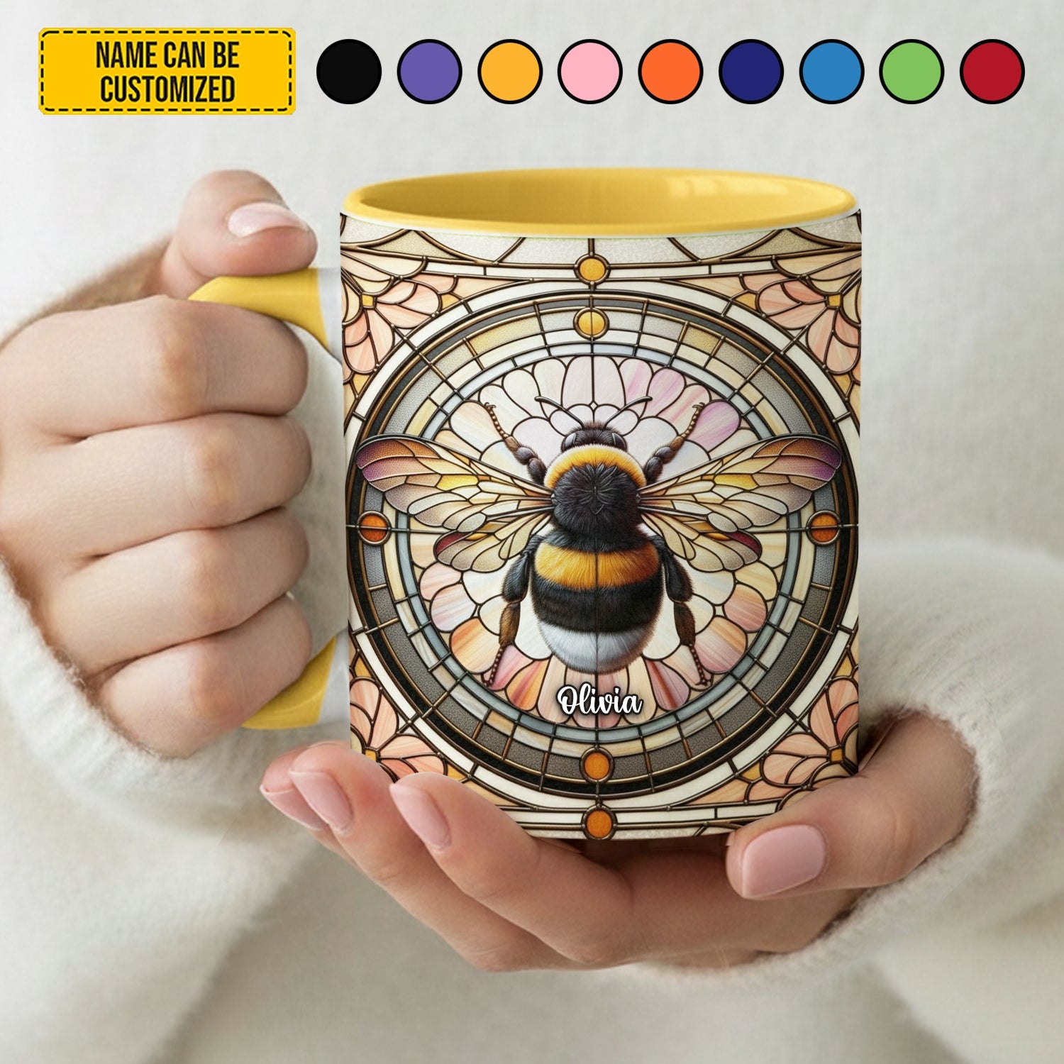 Stained Glass Bee - Personalized Bee Accent Mug