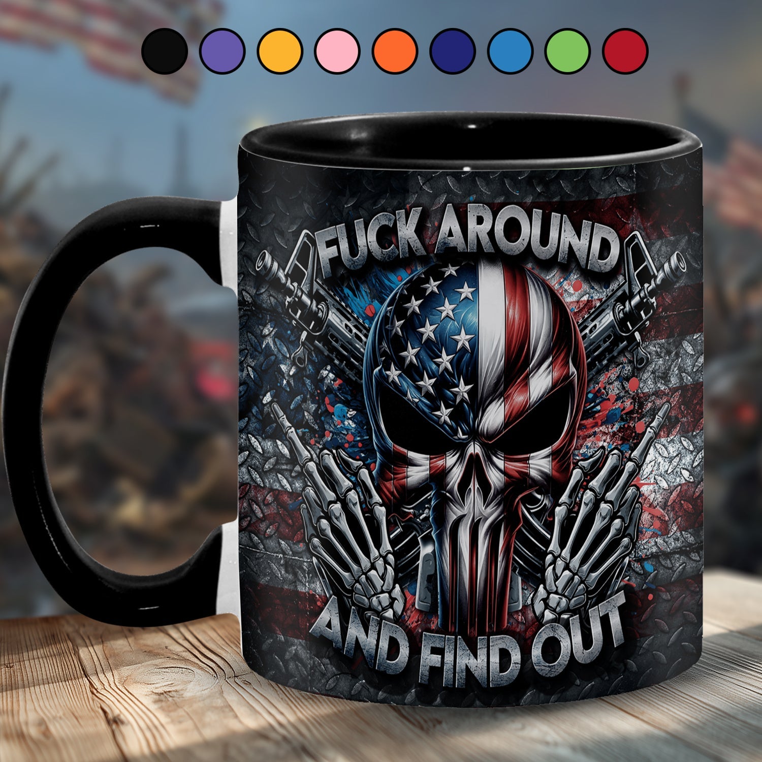 Bold Patriotic Skull Accent Mug