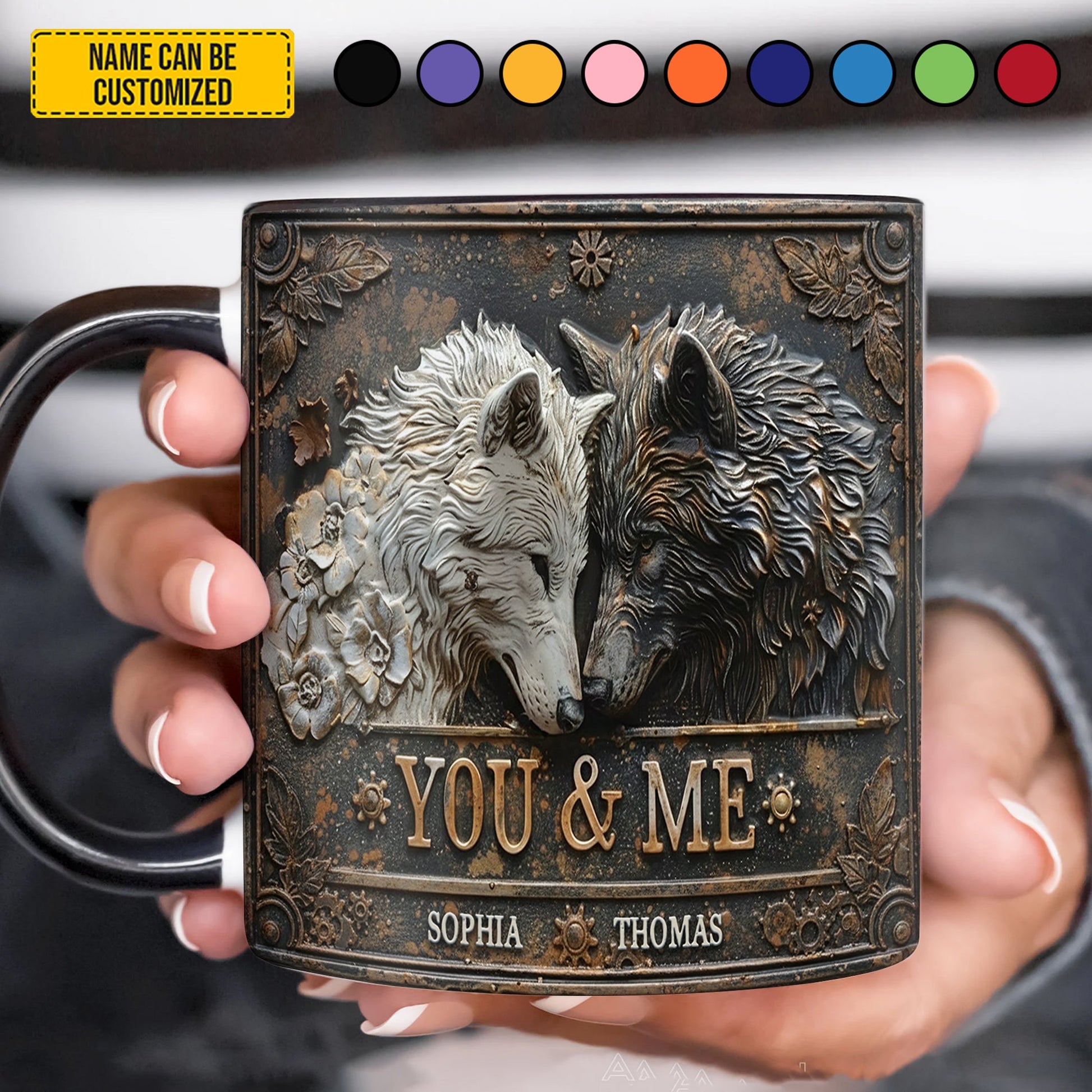You and me wolf - Personalized Accent Mug
