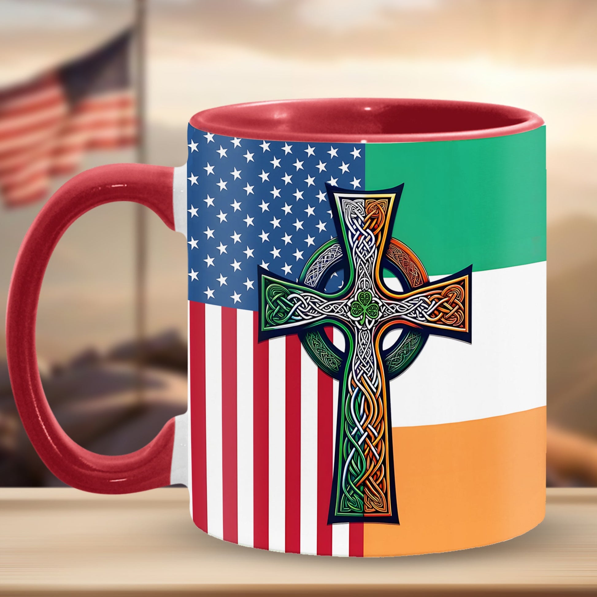 Irish-American Celtic Cross Accent Mug