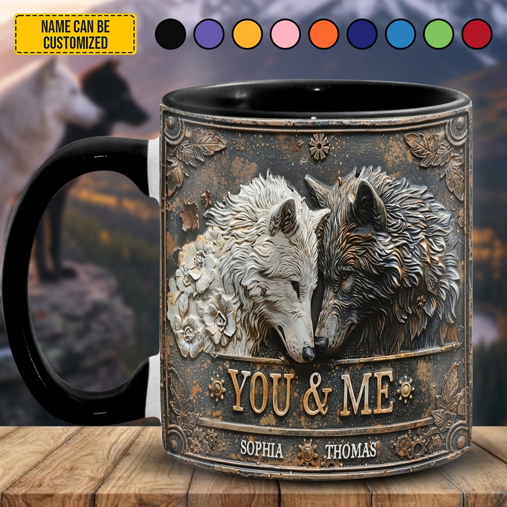 You and me wolf - Personalized Accent Mug