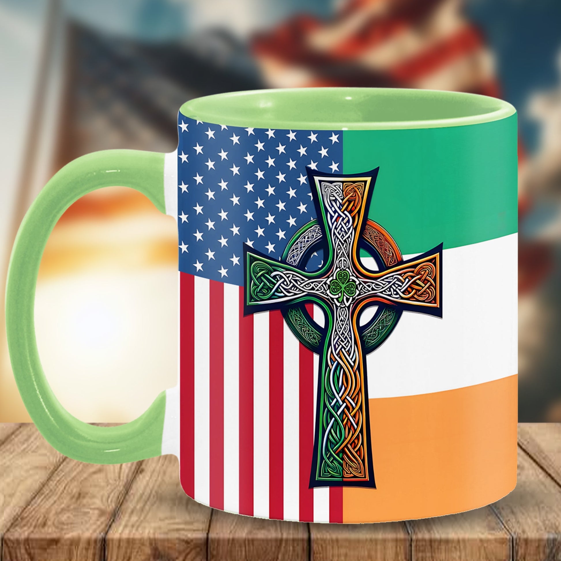 Irish-American Celtic Cross Accent Mug