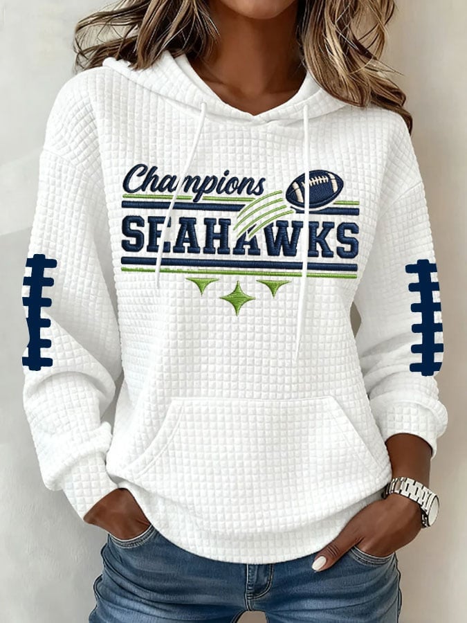 Seattle Football Champions Hoodie For Women's Seahawks Merch Game Day Hoodie Football Fan Gifts - MadebyMun