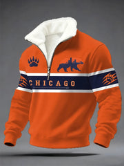 Chicago Bears Stand Collar Zipper Sweatshirt Chicago Football Fans Game Day Apparel For Men - MadebyMun