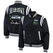 Seahawks Super Bowl Merch Seattle Seahawks WEAR by Erin Andrews Women's Super Bowl LX Champions Bomber Jacket - MadebyMun