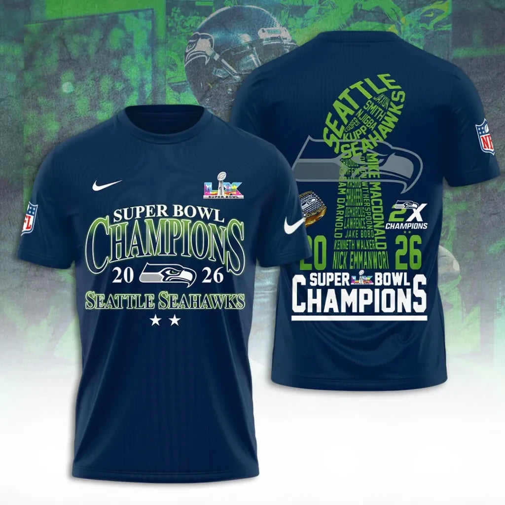 Seahawks Super Bowl Champions Shirt Seattle Football 2026 Super Bowl LX Champions Merch T-Shirt - MadebyMun