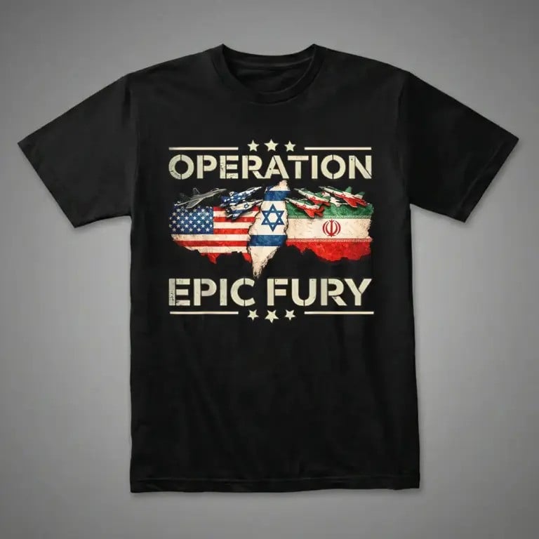 Operation Epic Fury T-Shirt Trump Tactical Military Jet Epic Fury USA Israel Iran Clothing