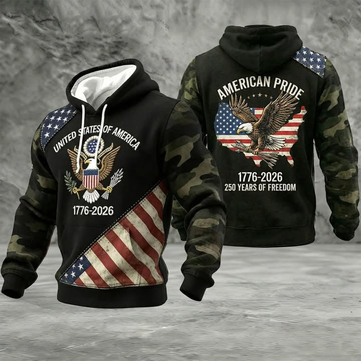 1776 2026 250th Anniversary USA Camo Hoodie American Pride 250 Years Of Freedom Patriotic Gift - Lilybirchmarket