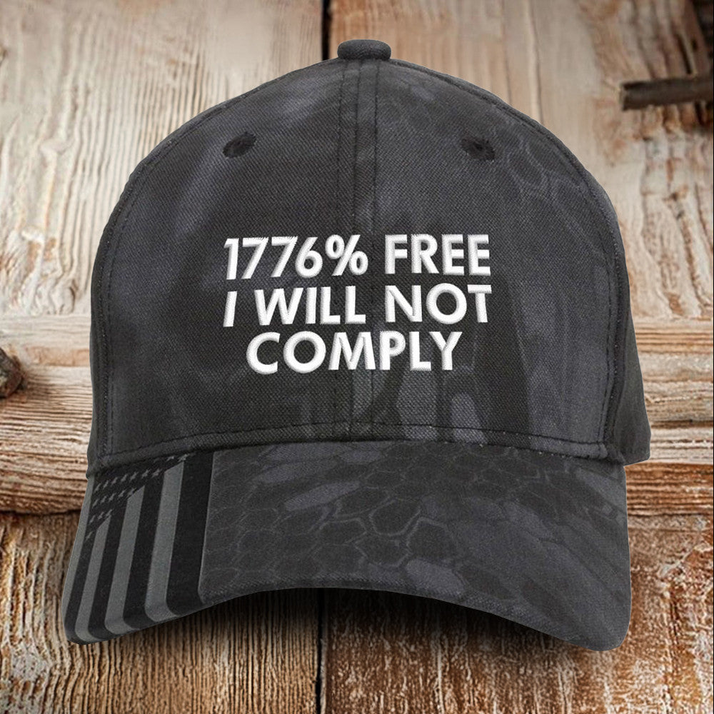 1776 Free I Will Not Comply Embroidered Camo Hat 2nd Amendment Patriotic Hat Gun Lovers Gifts - Lilybirchmarket