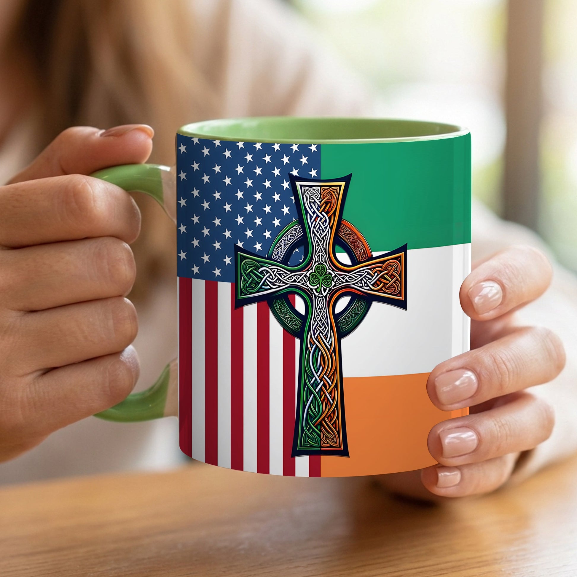 Irish-American Celtic Cross Accent Mug