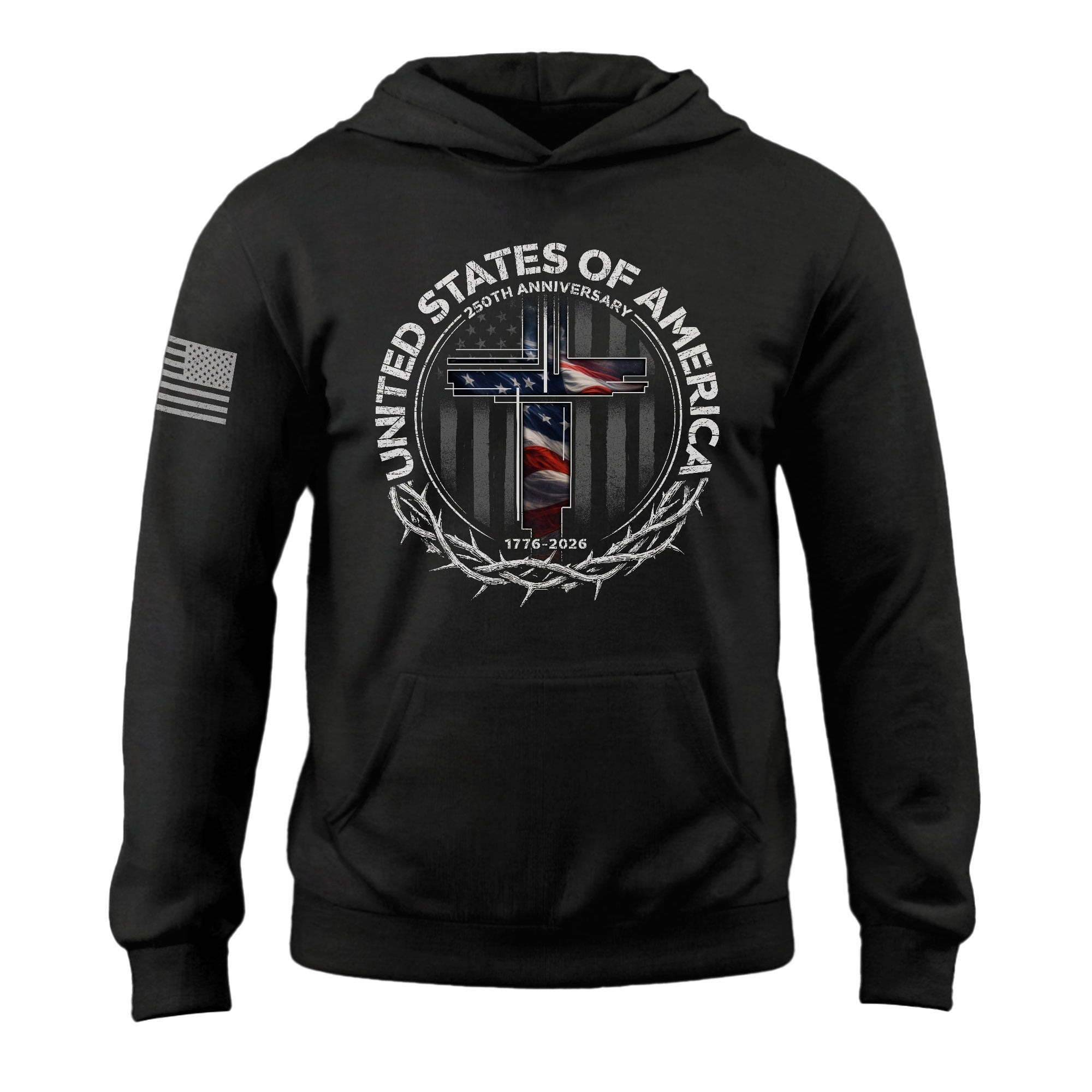 250 Years Faith Freedom Hoodie 1776 2026 Christian USA Patriotic Best Gift - Lilybirchmarket