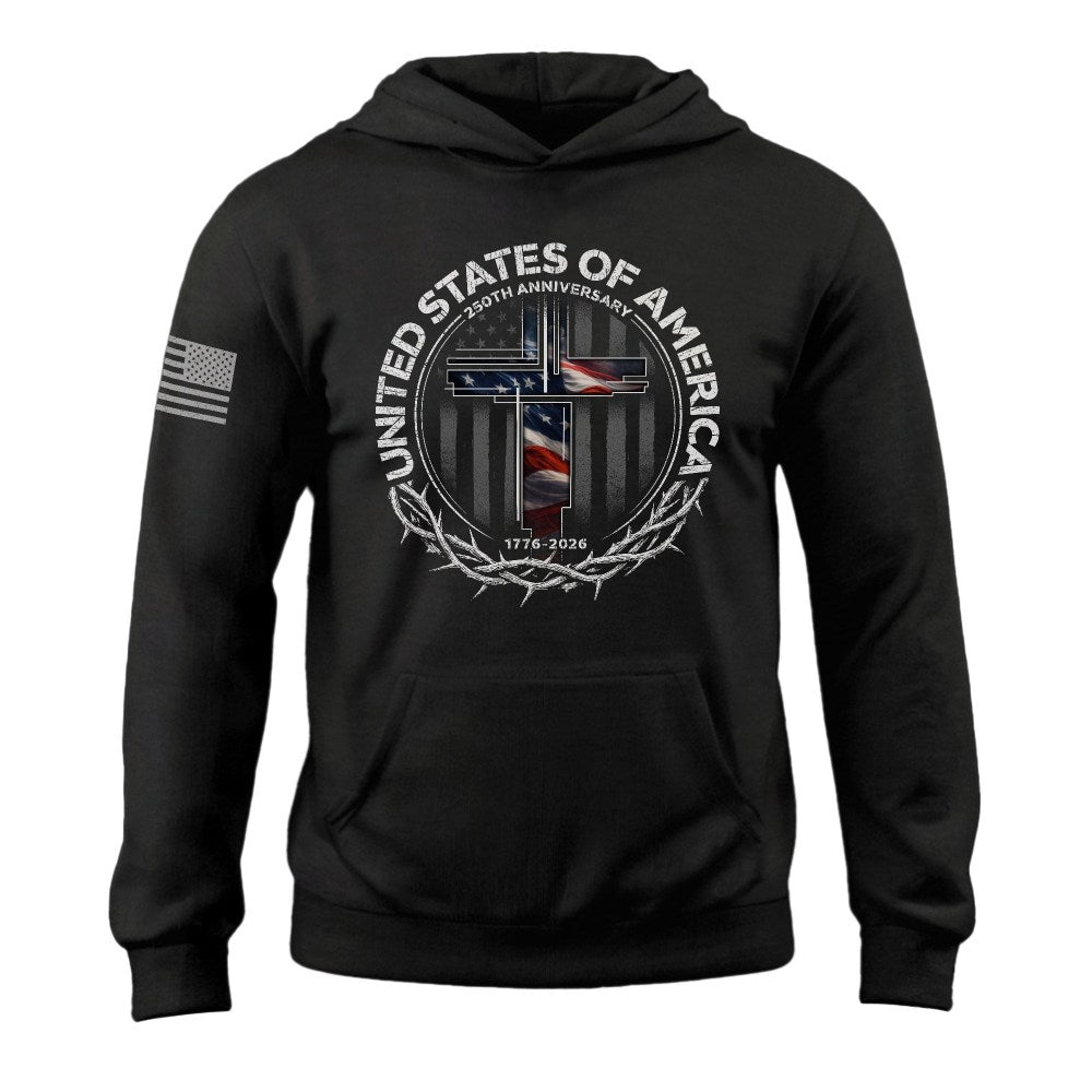 250 Years Faith Freedom Hoodie 1776 2026 Christian USA Patriotic Best Gift - Lilybirchmarket