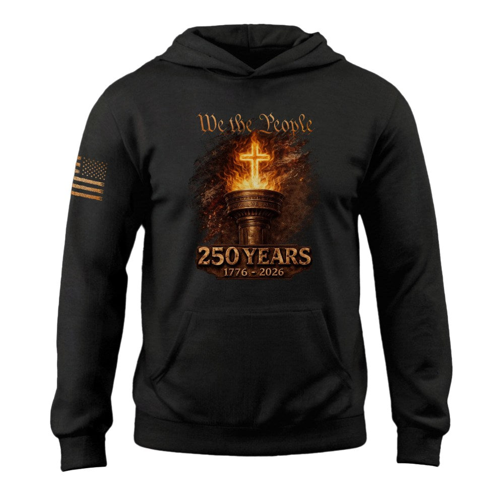 250 Years Semiquincentennial Hoodie 1776 2026 Faith Over Freedom USA Patriotic Gift - Lilybirchmarket