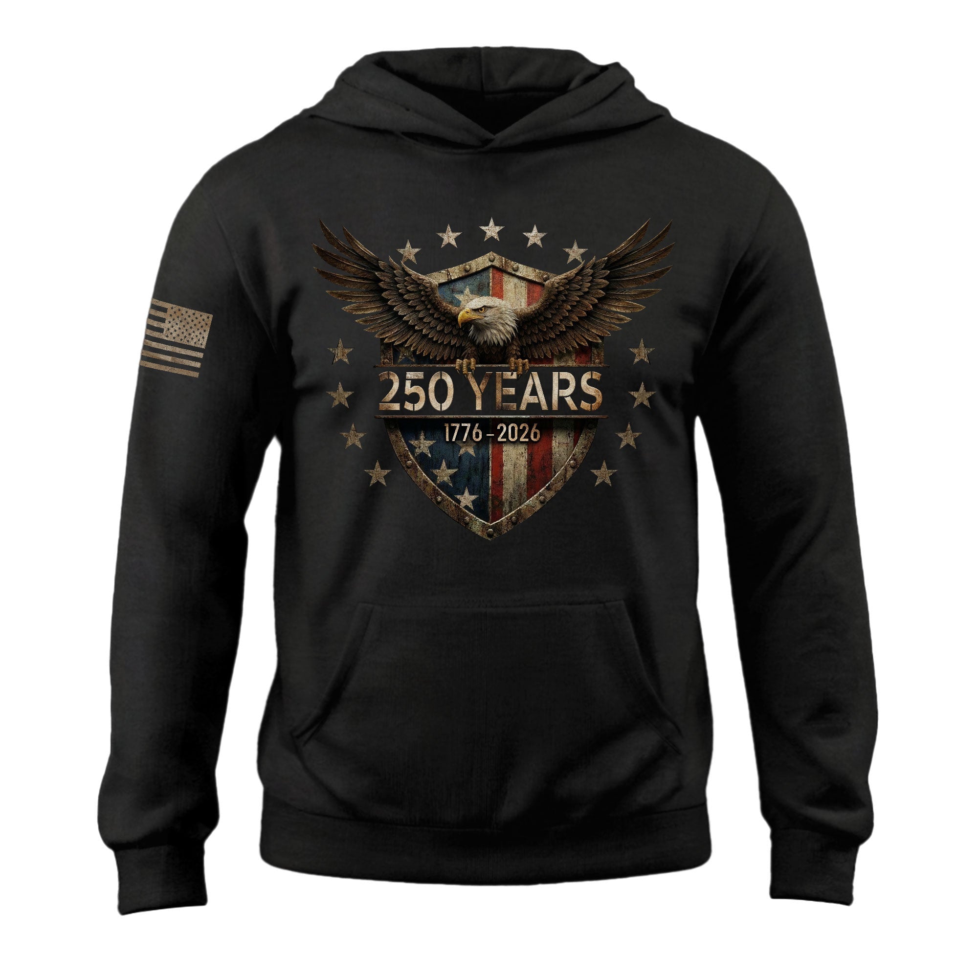 250th Anniversary Eagle Flag Hoodie 1776 2026 American Patriotic Men Best Gift - Lilybirchmarket