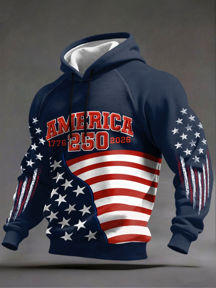 250th Anniversary USA Hoodie 1776 2026 American Flag Independence Day Clothes For Men - Lilybirchmarket