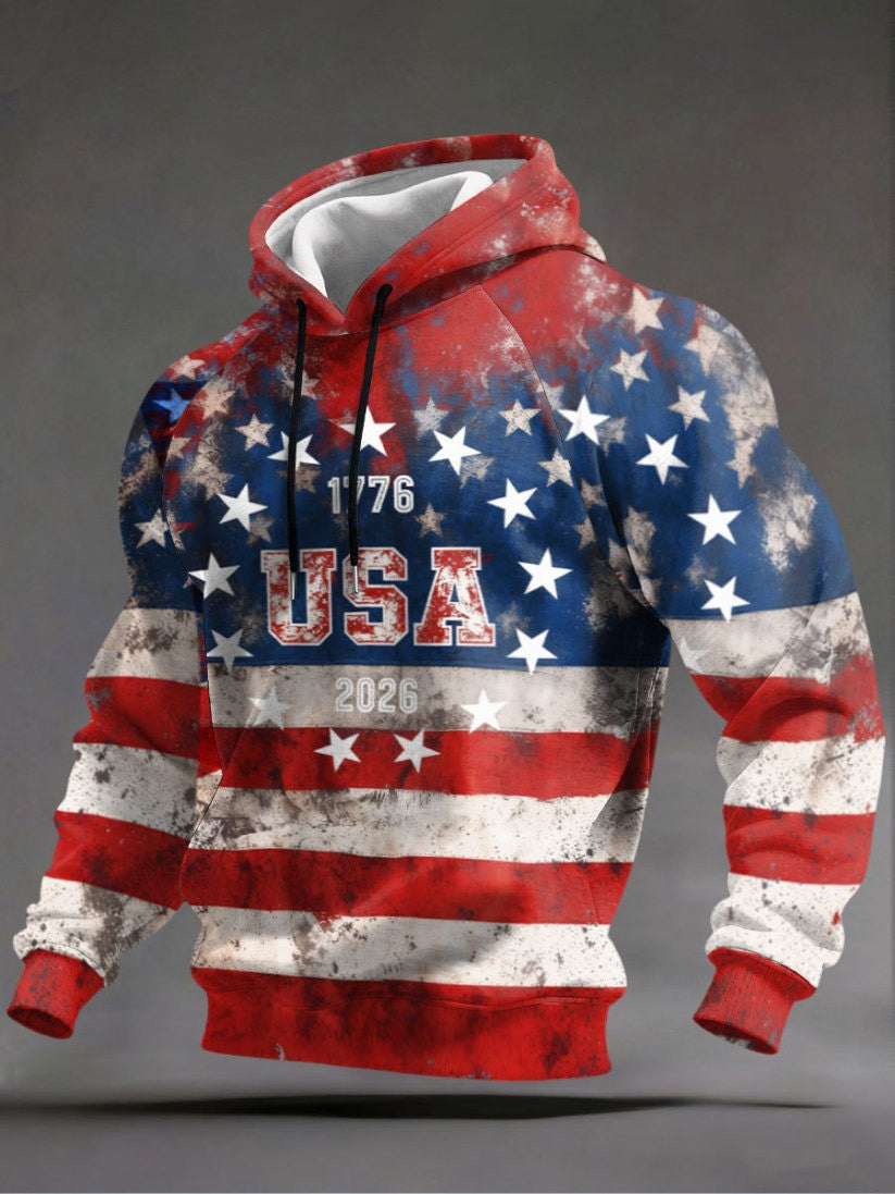 250th Anniversary USA Hoodie 1776 2026 American Flag Patriotic Apparel Fourth Of July Presents - Lilybirchmarket